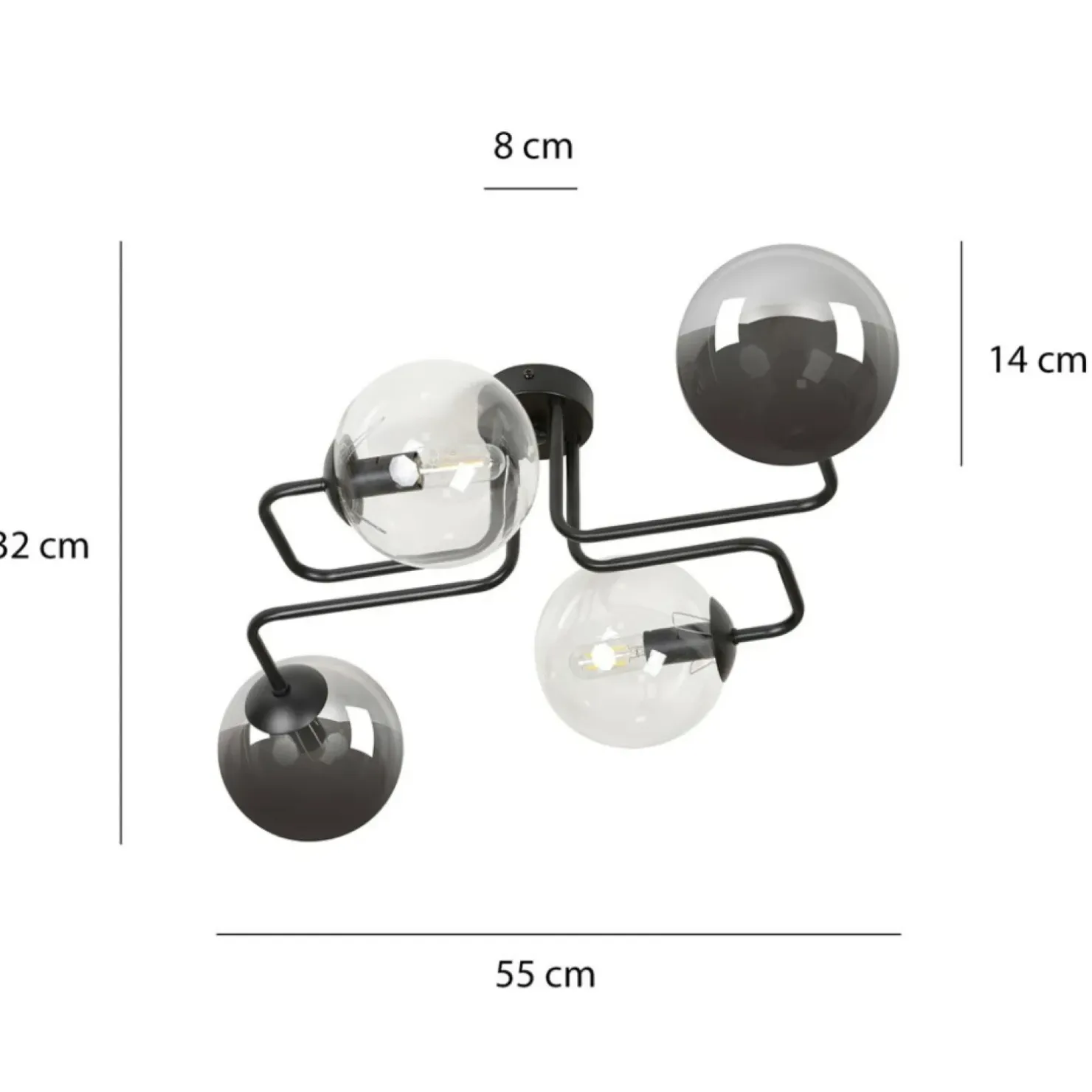 Sale Sklep Kaja Symetryczna czarna lampa sufitowa z kloszami 843/4M3 | Kaja