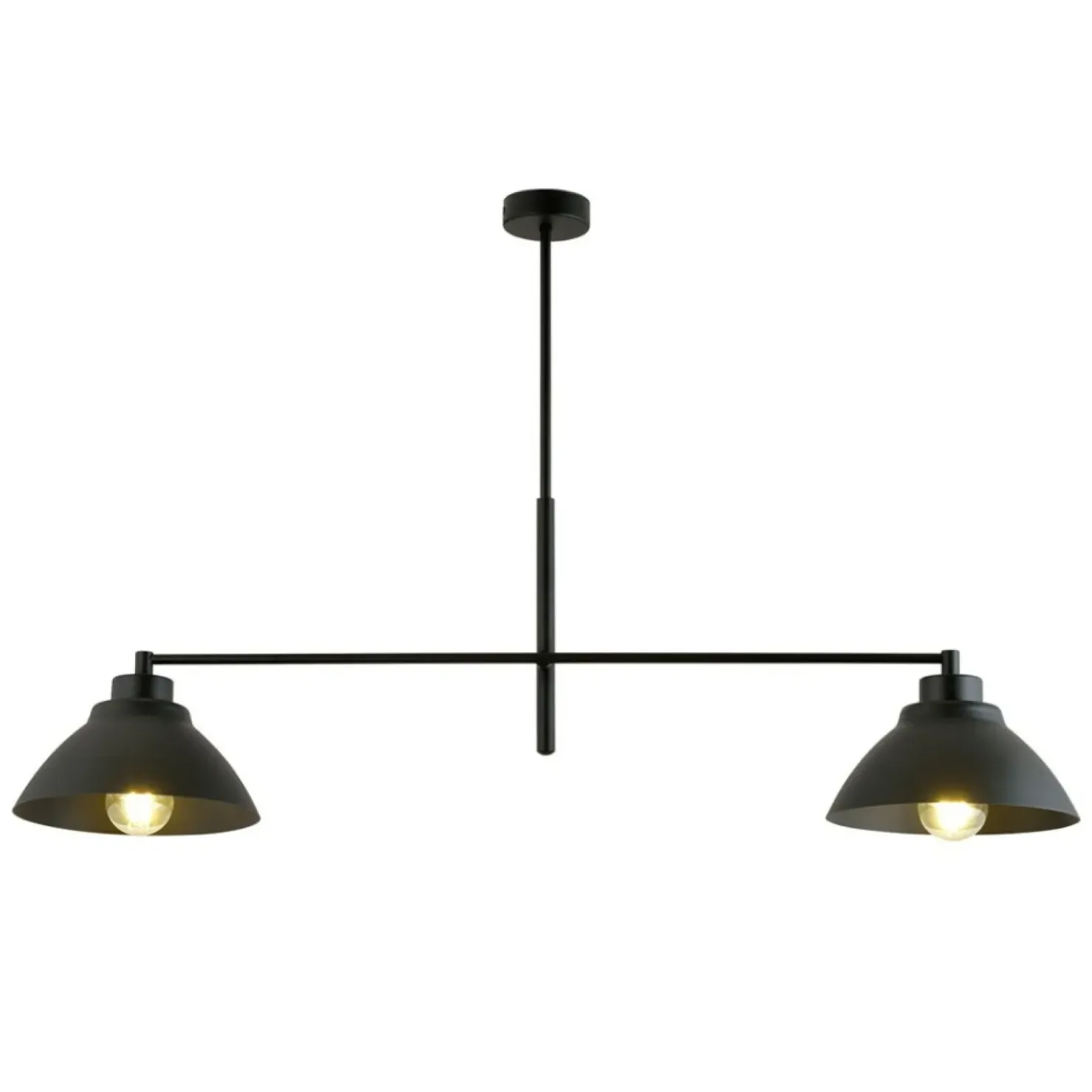 Outlet Sklep Kaja Symetryczna, podwójna lampa sufitowa z metalu 1211/2 z serii MAVERICK czarny