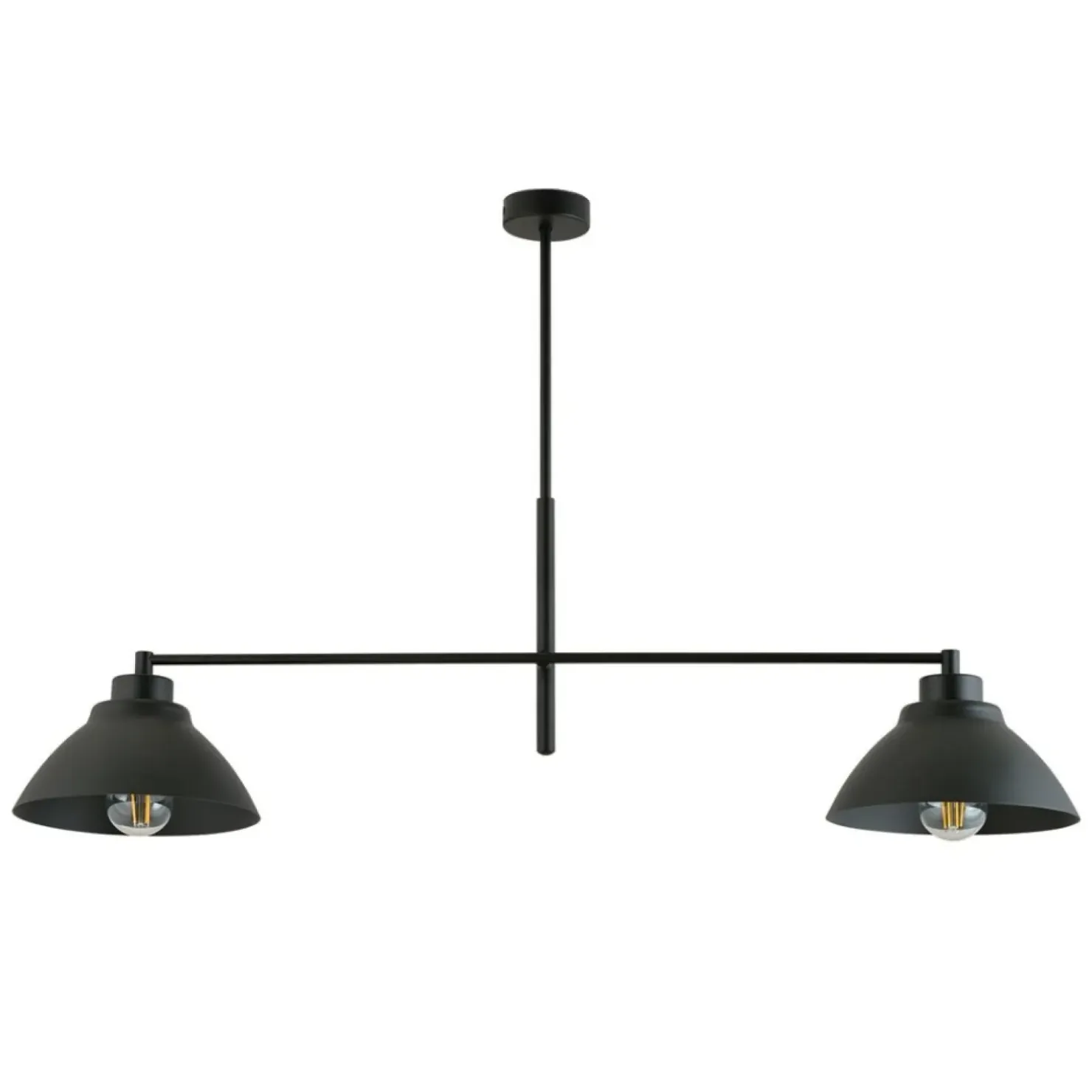 Outlet Sklep Kaja Symetryczna, podwójna lampa sufitowa z metalu 1211/2 z serii MAVERICK czarny