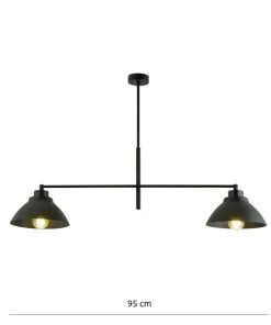 Outlet Sklep Kaja Symetryczna, podwójna lampa sufitowa z metalu 1211/2 z serii MAVERICK czarny