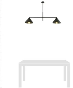 Outlet Sklep Kaja Symetryczna, podwójna lampa sufitowa z metalu 1211/2 z serii MAVERICK czarny