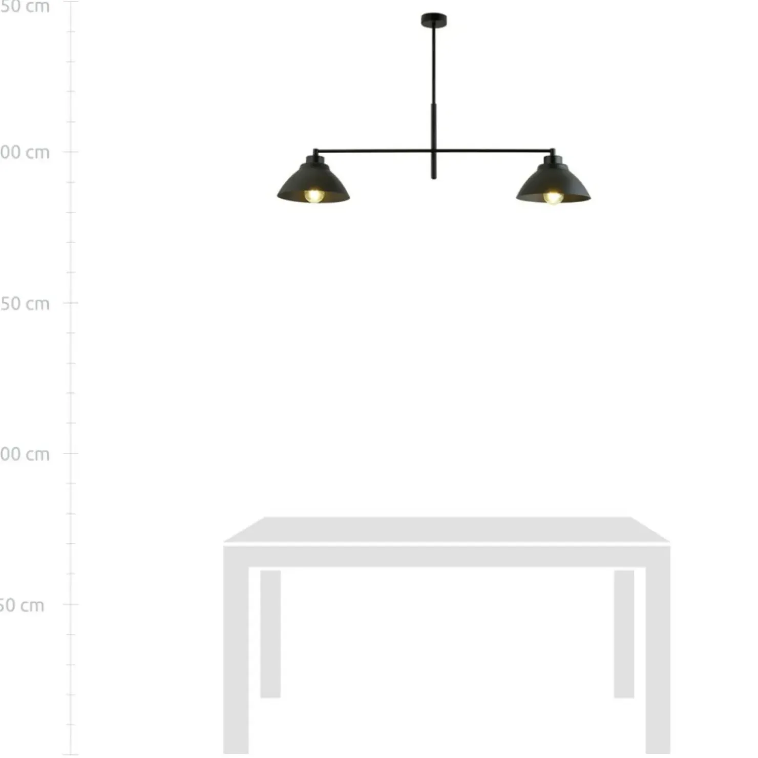 Outlet Sklep Kaja Symetryczna, podwójna lampa sufitowa z metalu 1211/2 z serii MAVERICK czarny