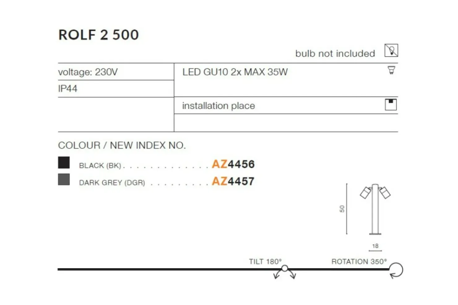 Szara lampa ogrodowa stojąca ruchoma 50cm AZ4457 ROLF | Kaja*Sklep Kaja Cheap