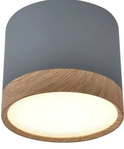 Szara lampa spot z drewnianą obwódką 2275925 TUBA | Kaja Oświetlenie*Sklep Kaja Sale