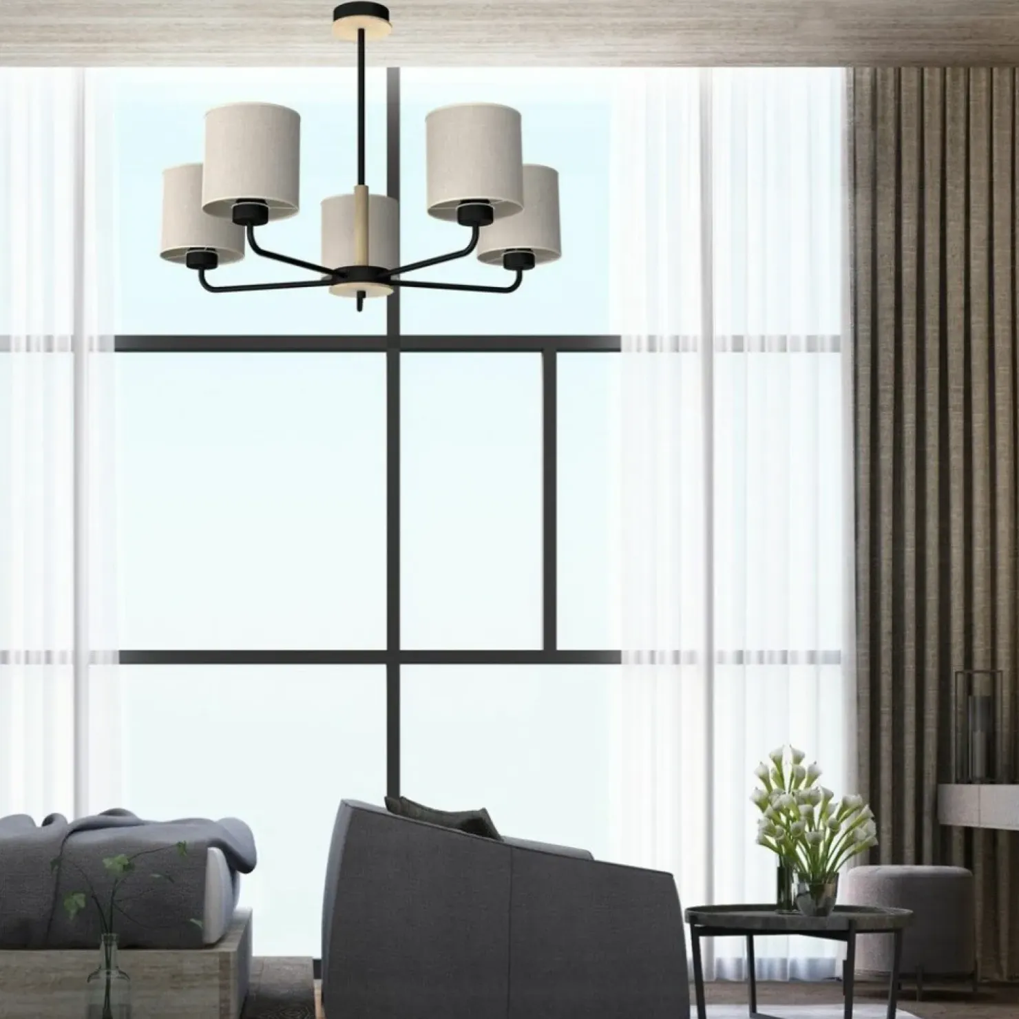 Flash Sale Sklep Kaja Szara lampa sufitowa na pięć żarówek MLP7452 z serii ATLANTA | Kaja Oświetlenie