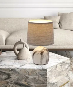 Szara lampka stołowa, marmurkowa podstawa 41-24381 z serii ADELINA | Kaja Oświet*Sklep Kaja Shop