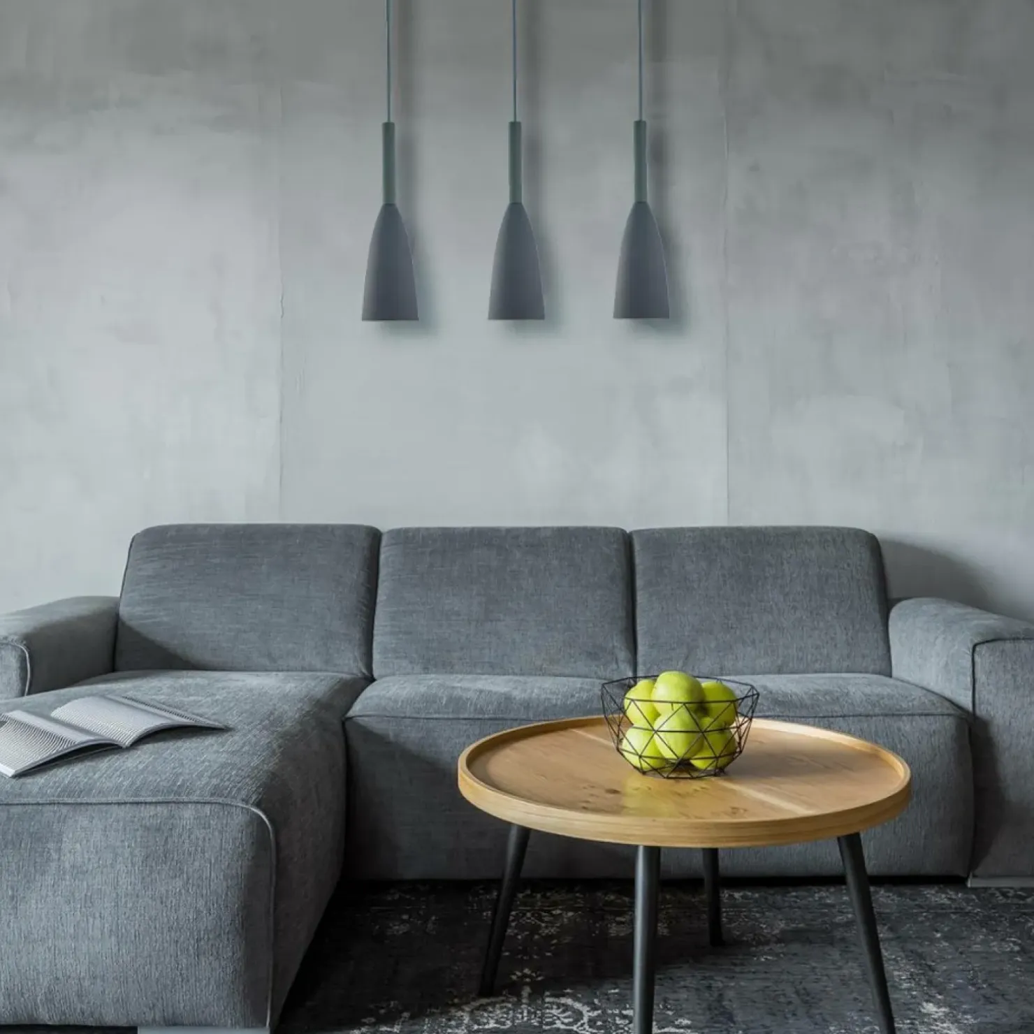 Sale Sklep Kaja Szara, minimalistyczna lampa wisząca LP-181/3L GR SOLIN | Kaja