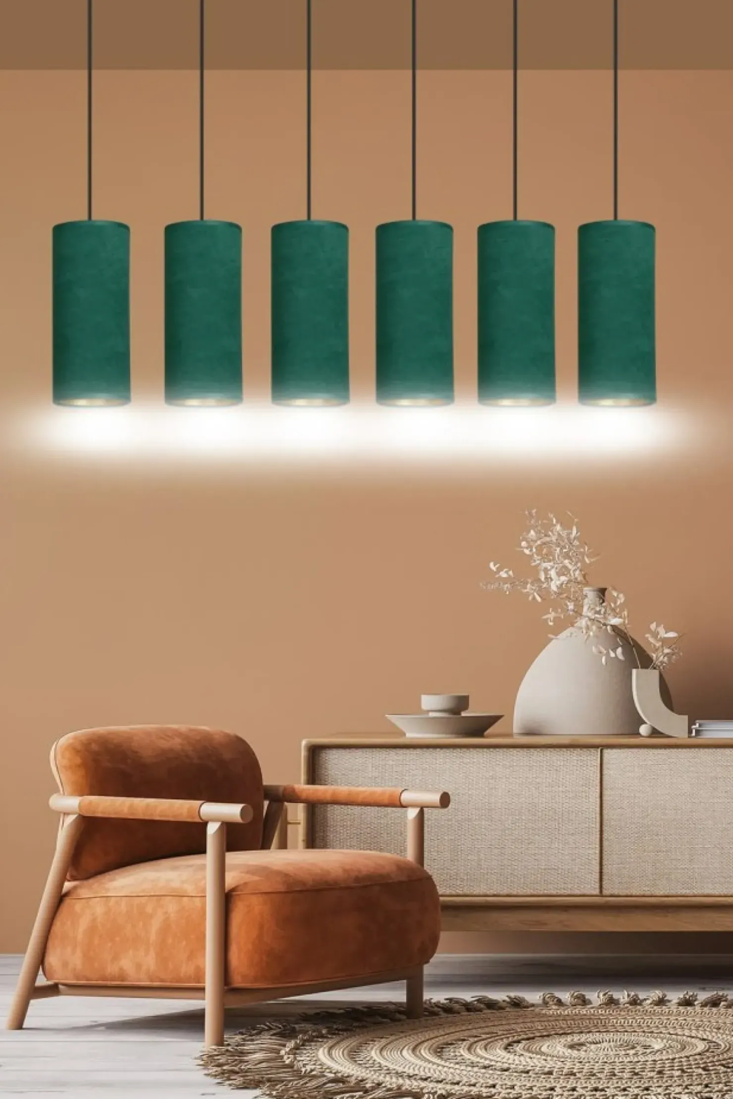 Outlet Sklep Kaja Szeroka, abażurowa lampa wisząca nad stół 1058/6 BENTE | Kaja
