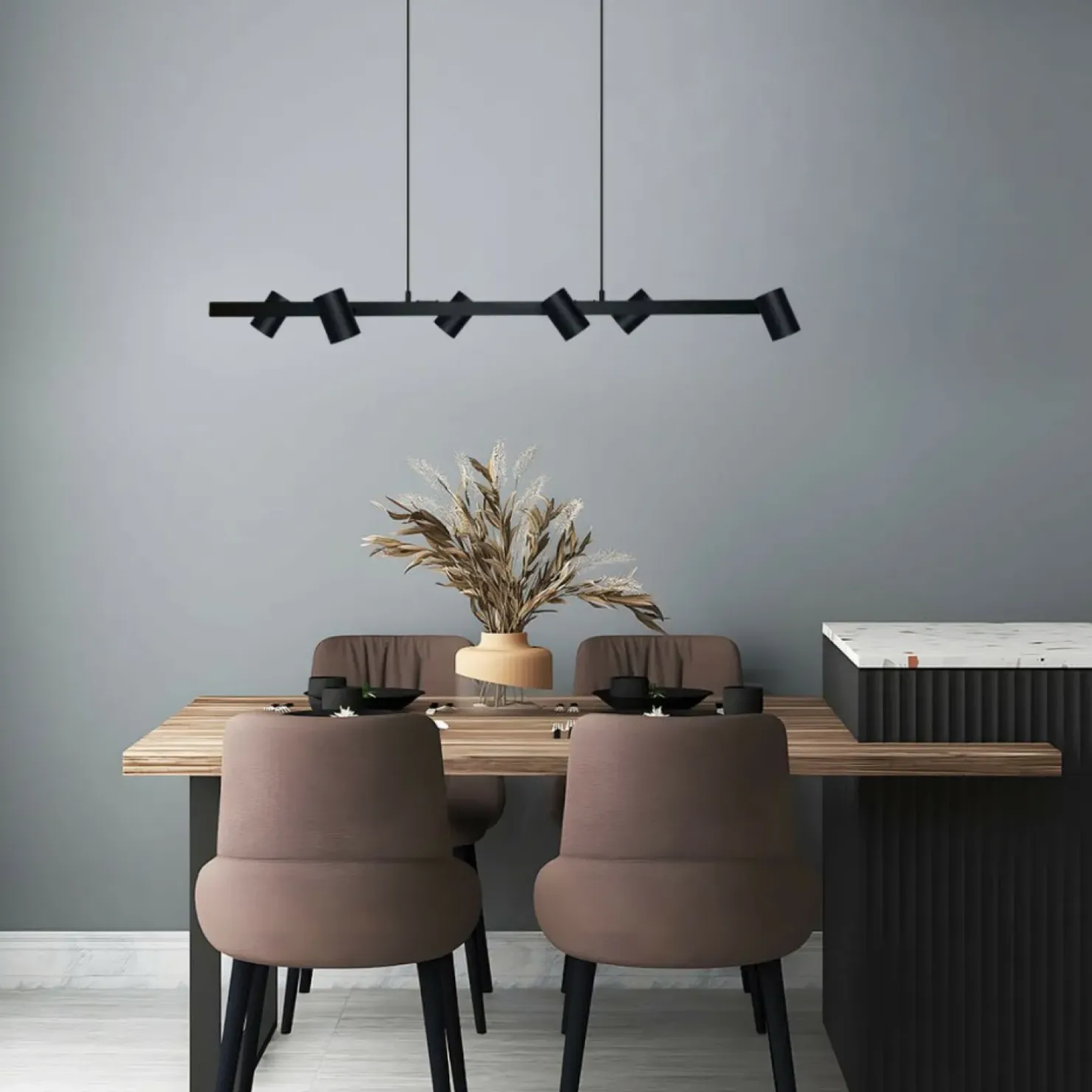 New Sklep Kaja Szeroka lampa do oświetlenia stołu lub baru LP-731/6L BK SNOW | Kaja