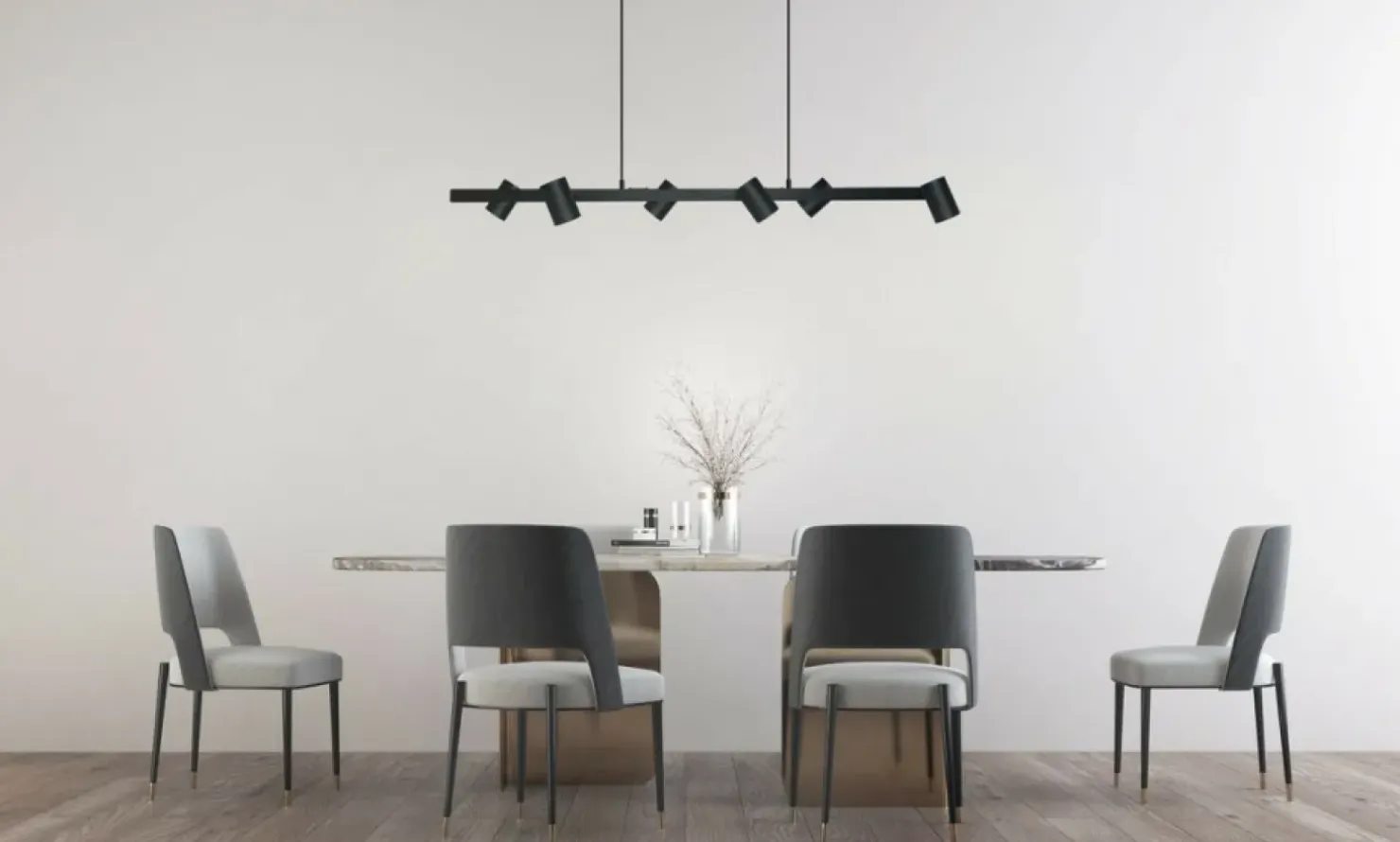 New Sklep Kaja Szeroka lampa do oświetlenia stołu lub baru LP-731/6L BK SNOW | Kaja
