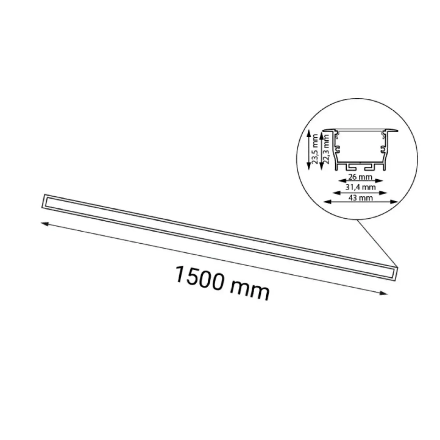 Szeroka lampa podtynkowa LED 150cm 4000K ANT 1835 HIATE | Kaja*Sklep Kaja Flash Sale
