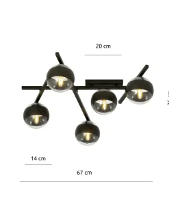 Store Sklep Kaja Szeroka lampa sufitowa z pięcioma kloszami 1105/5 SMART | Kaja