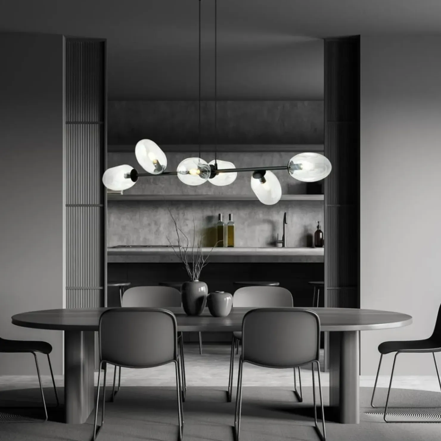 Shop Sklep Kaja Szeroka lampa wisząca na regulowanych zwisach 1262/6 z serii PANDORA