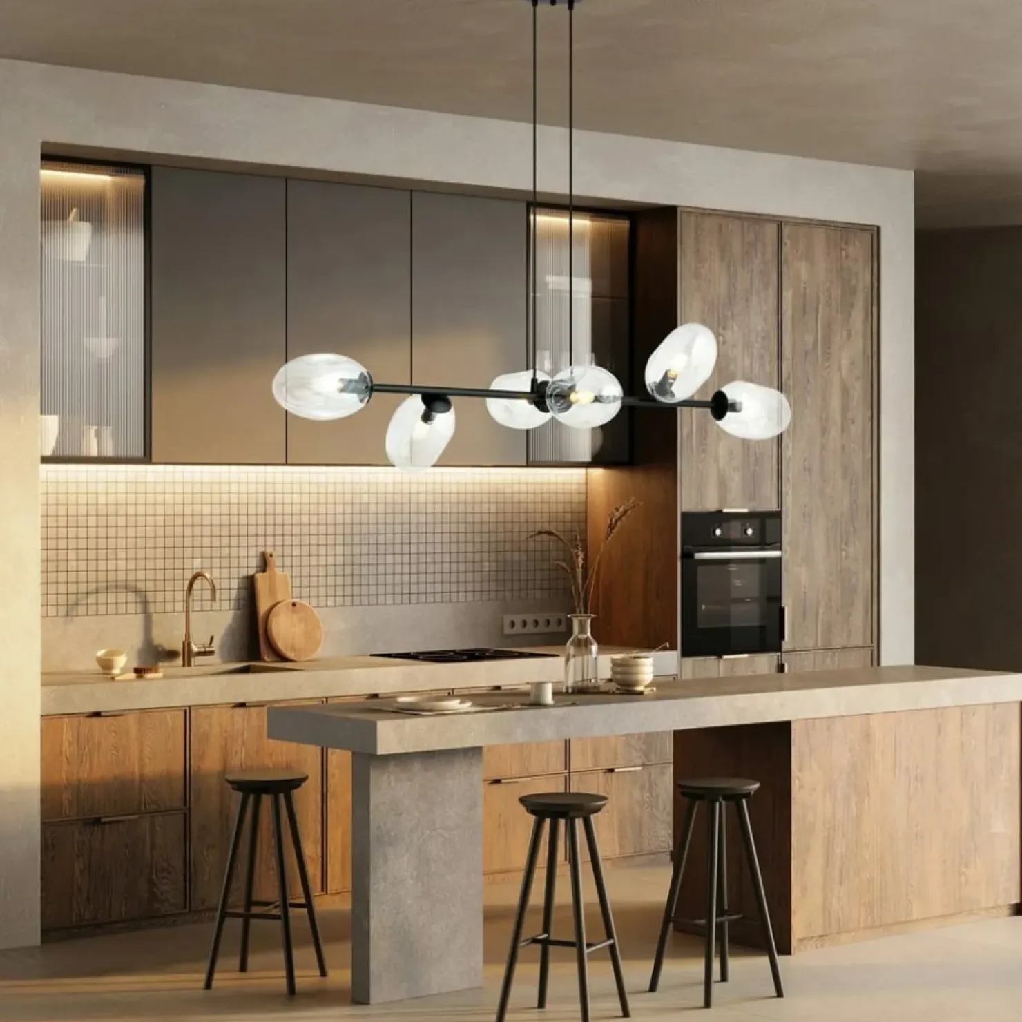 Shop Sklep Kaja Szeroka lampa wisząca na regulowanych zwisach 1262/6 z serii PANDORA