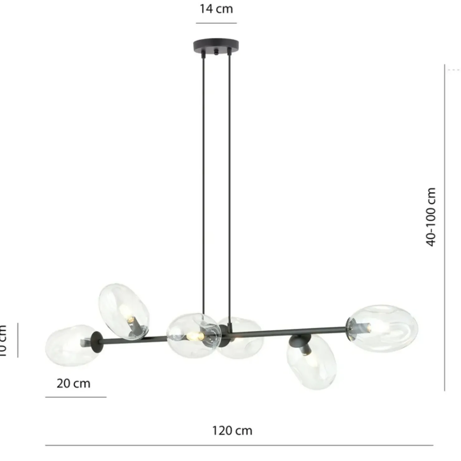 Shop Sklep Kaja Szeroka lampa wisząca na regulowanych zwisach 1262/6 z serii PANDORA