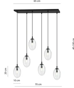 Fashion Sklep Kaja Szeroka lampa wisząca nad stół w salonie 1265/6 z serii ASTRAL | Kaja