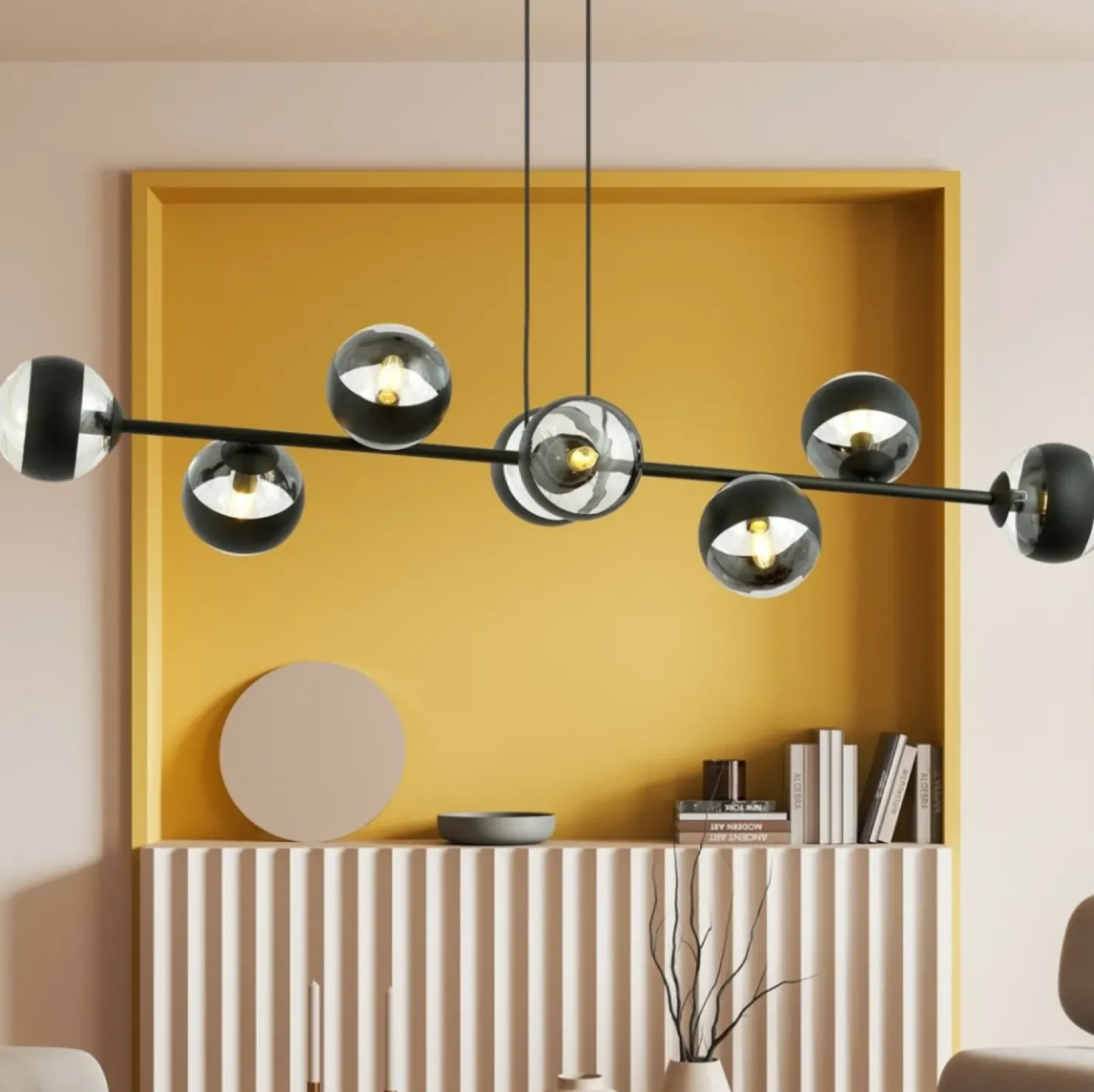 Fashion Sklep Kaja Szeroka lampa wisząca z małymi kloszami 1229/8 ROSSI | Kaja