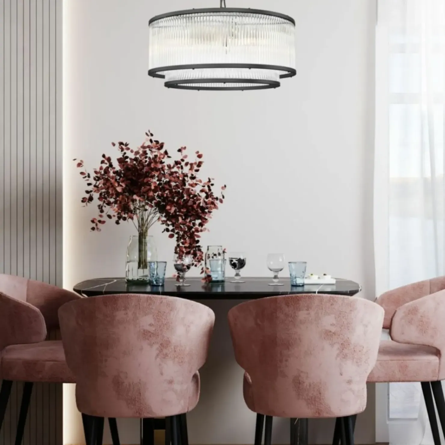 Store Sklep Kaja Szeroka lampa wisząca z podwójnym kloszem P0528-06H-P7AC SERGIO | Kaja