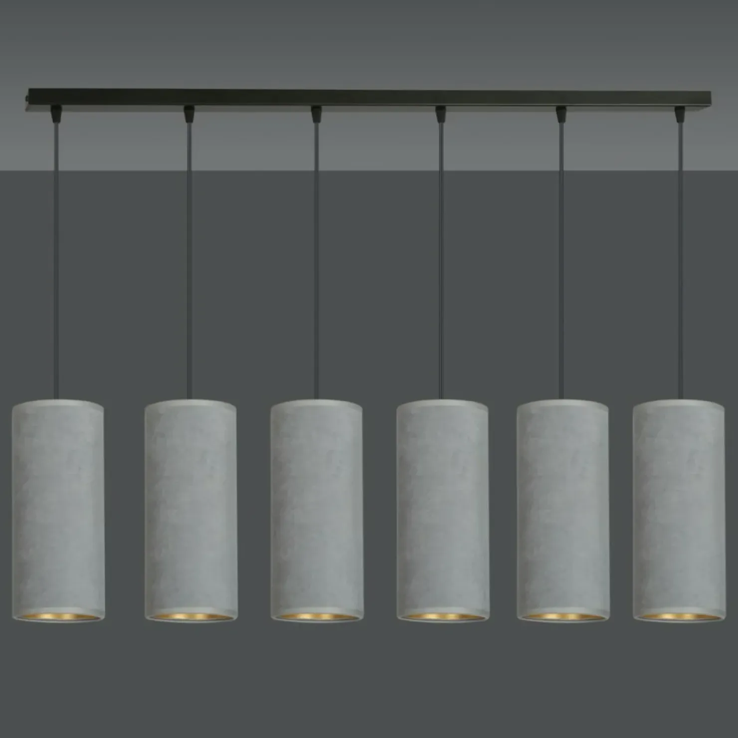 Clearance Sklep Kaja Szeroka lampa wisząca z szaro-złotymi abażurami 1060/6 BENTE | Kaja