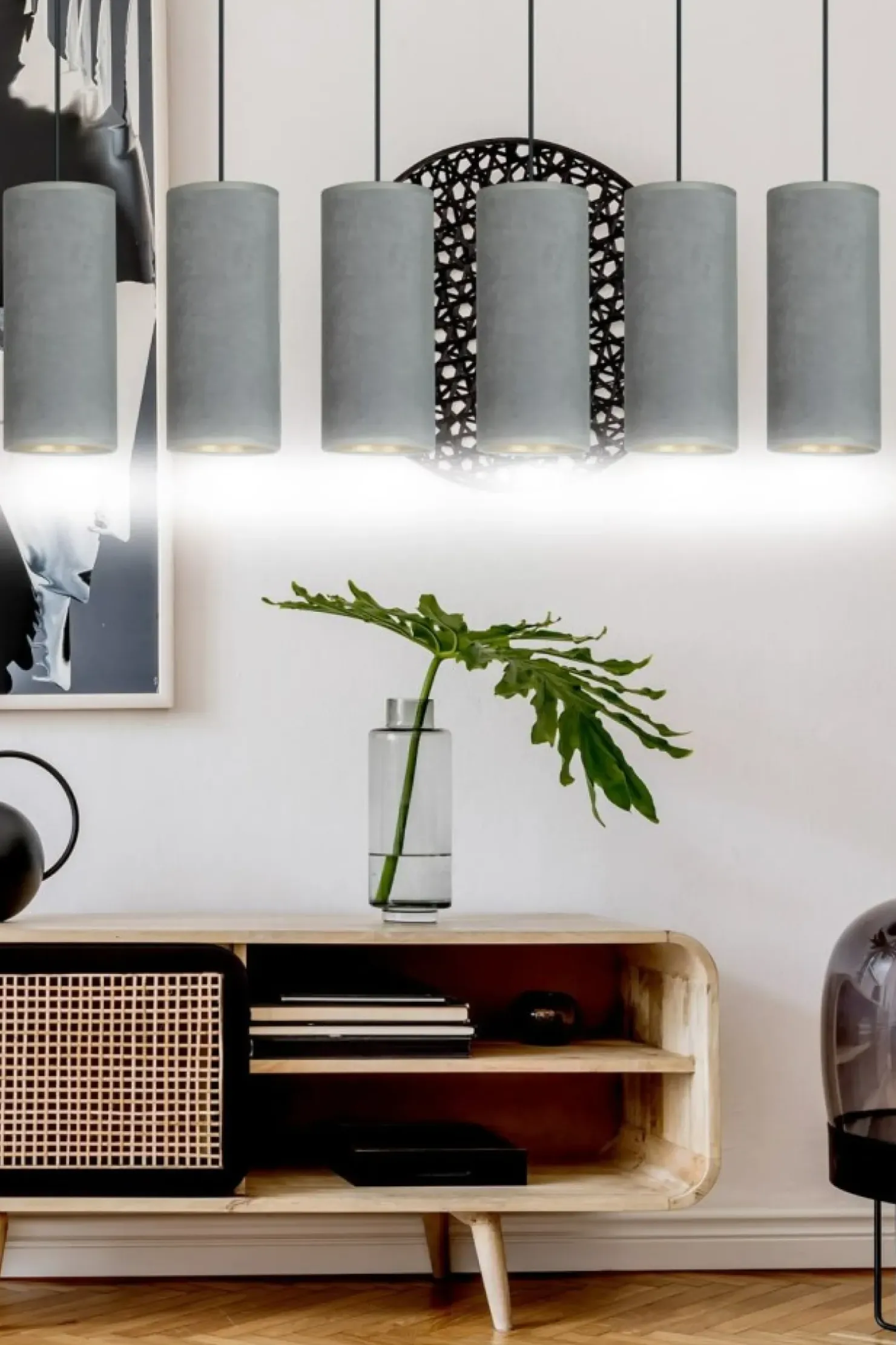 Clearance Sklep Kaja Szeroka lampa wisząca z szaro-złotymi abażurami 1060/6 BENTE | Kaja