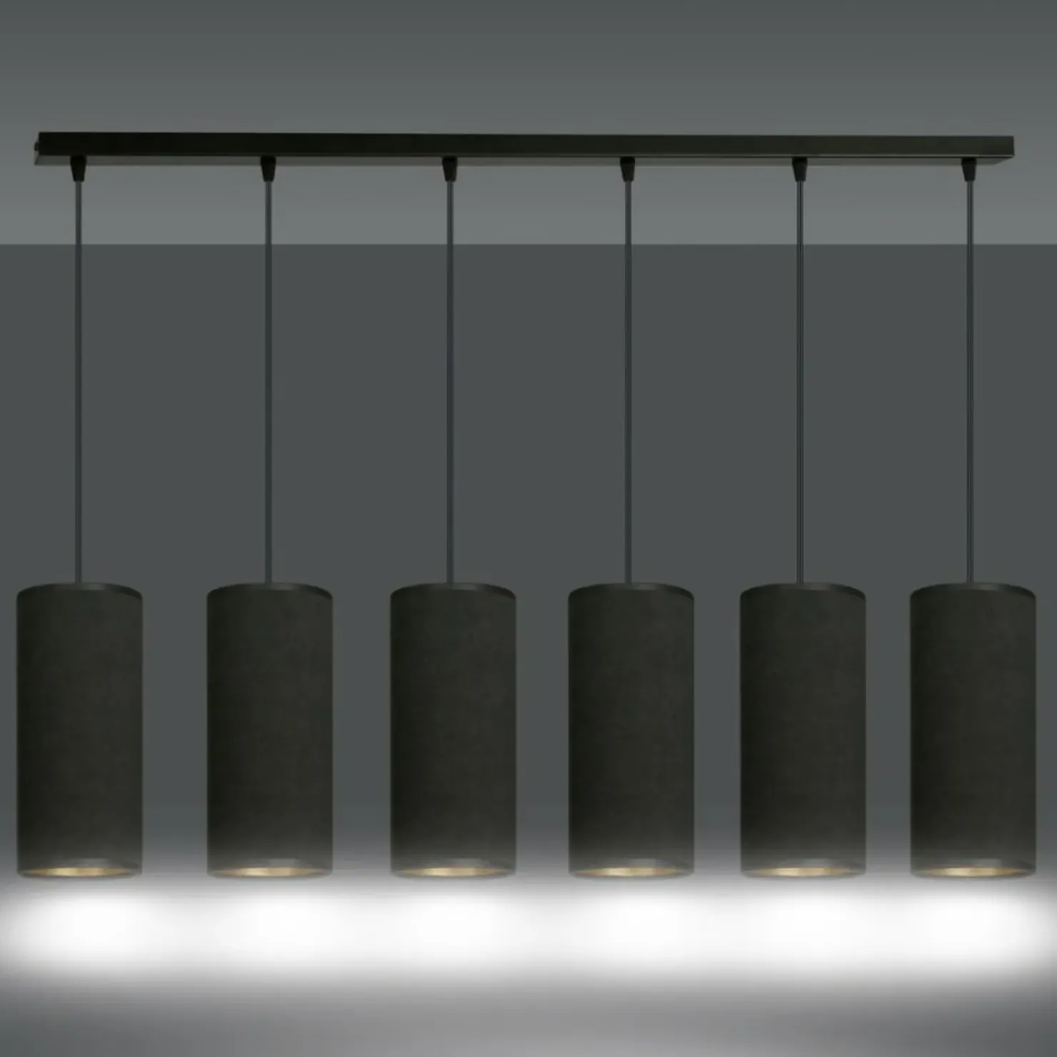 Sale Sklep Kaja Szeroka lampa wisząca z wąskimi abażurami 1067/6 BENTE | Kaja czarny