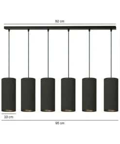 Sale Sklep Kaja Szeroka lampa wisząca z wąskimi abażurami 1067/6 BENTE | Kaja czarny