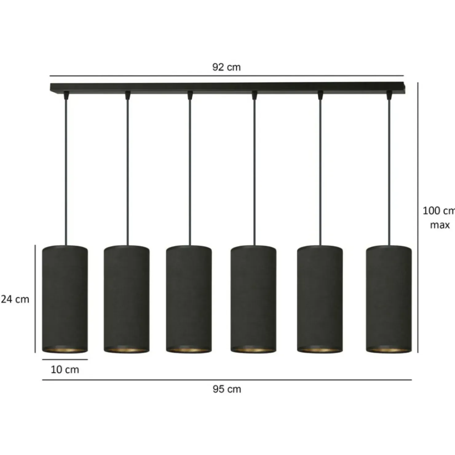 Sale Sklep Kaja Szeroka lampa wisząca z wąskimi abażurami 1067/6 BENTE | Kaja czarny
