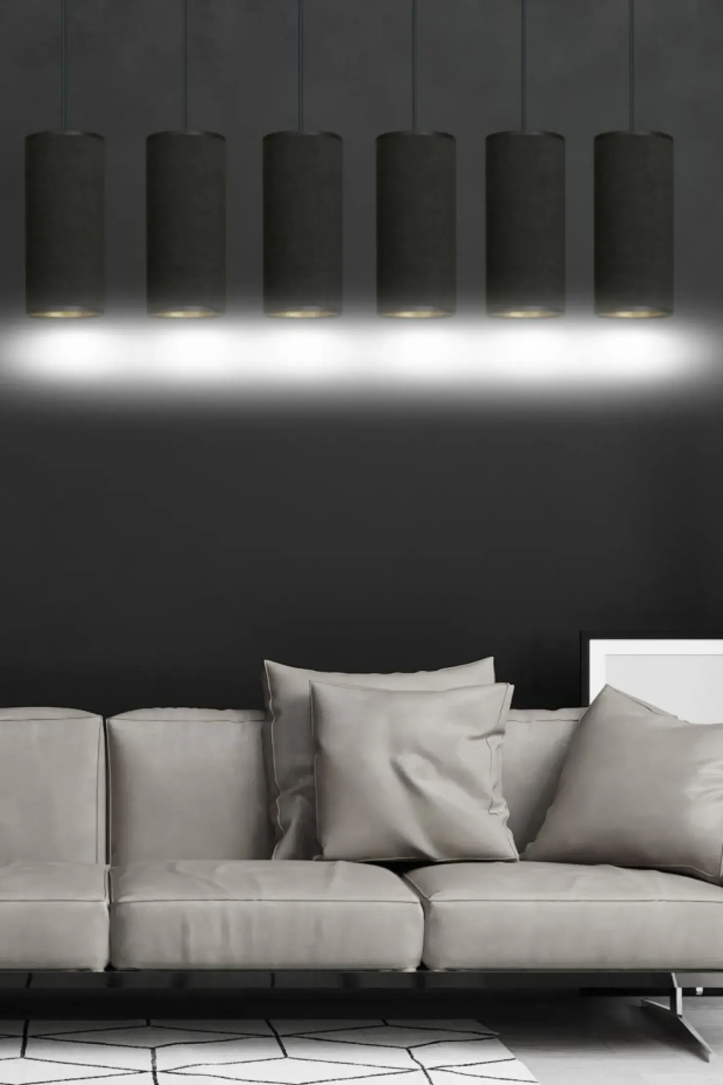 Sale Sklep Kaja Szeroka lampa wisząca z wąskimi abażurami 1067/6 BENTE | Kaja czarny