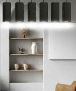 Sale Sklep Kaja Szeroka lampa wisząca z wąskimi abażurami 1067/6 BENTE | Kaja czarny