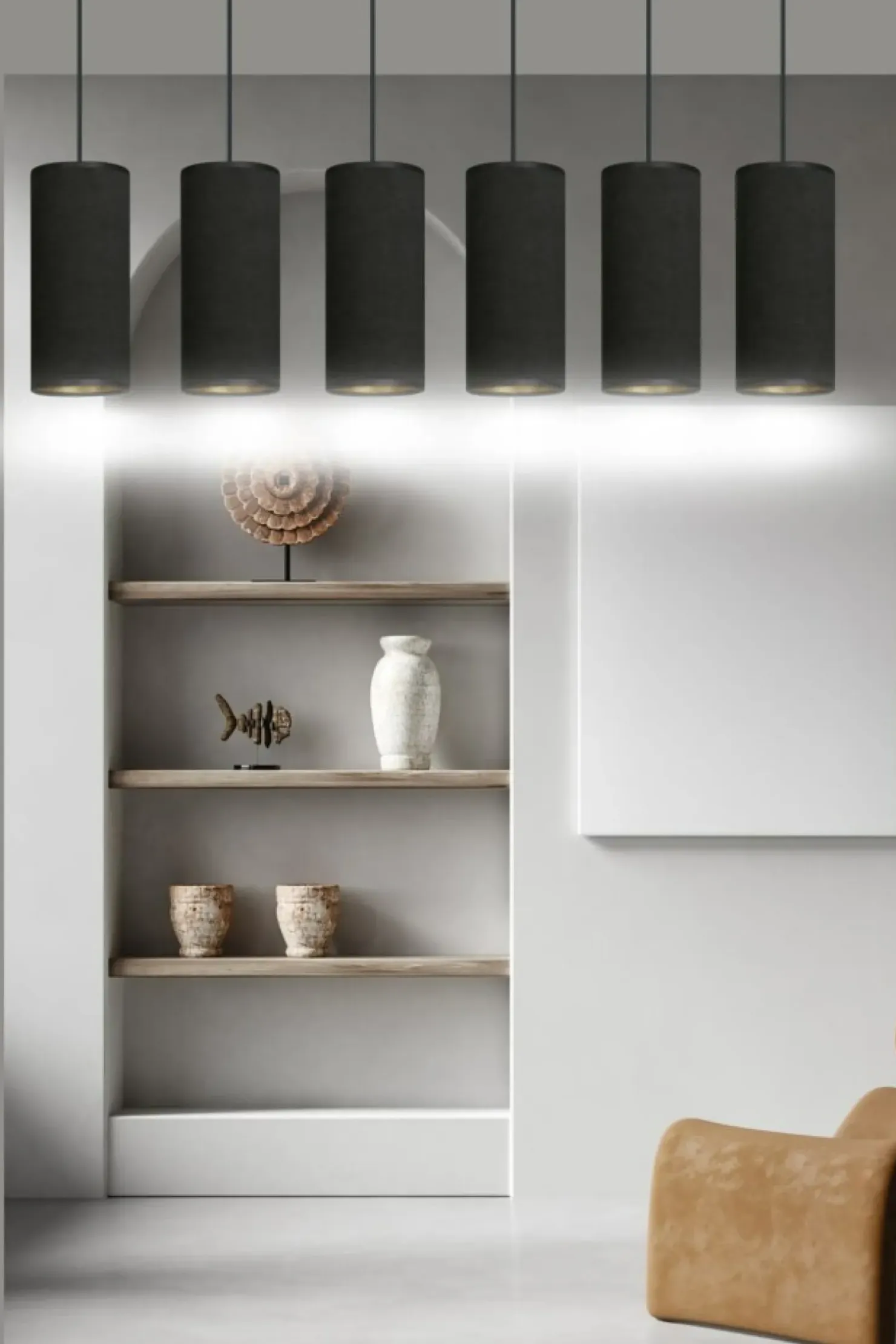Sale Sklep Kaja Szeroka lampa wisząca z wąskimi abażurami 1067/6 BENTE | Kaja czarny