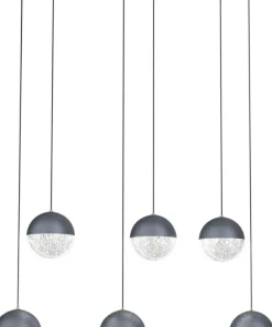 Discount Sklep Kaja Szeroka, ledowa lampa wisząca do salonu A0031-360 FURNI | Kaja szary