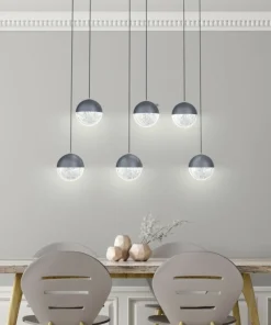Discount Sklep Kaja Szeroka, ledowa lampa wisząca do salonu A0031-360 FURNI | Kaja szary