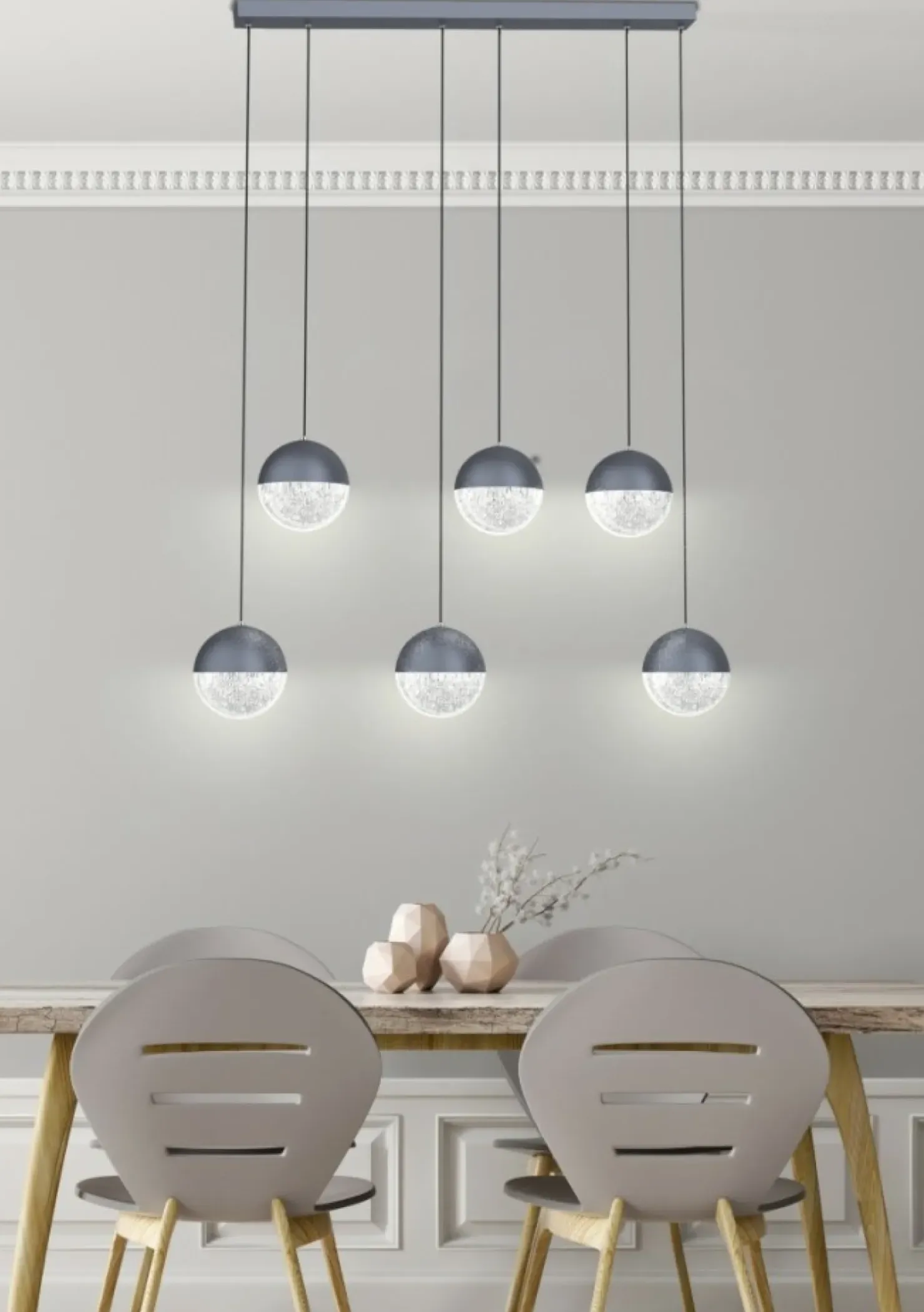 Discount Sklep Kaja Szeroka, ledowa lampa wisząca do salonu A0031-360 FURNI | Kaja szary