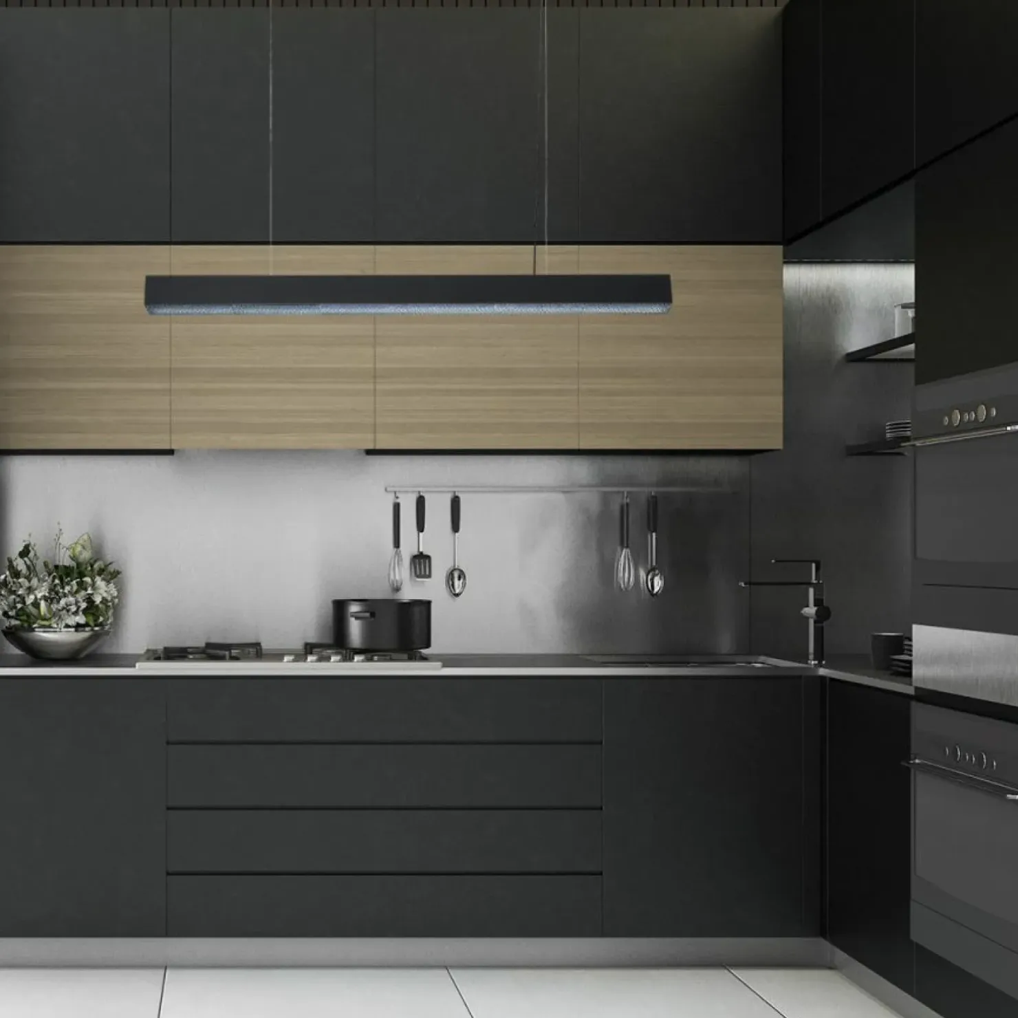 Best Sale Sklep Kaja Szeroka listwa wisząca LED 120cm LP-1201/1P L BK SMART MIRA L | Kaja