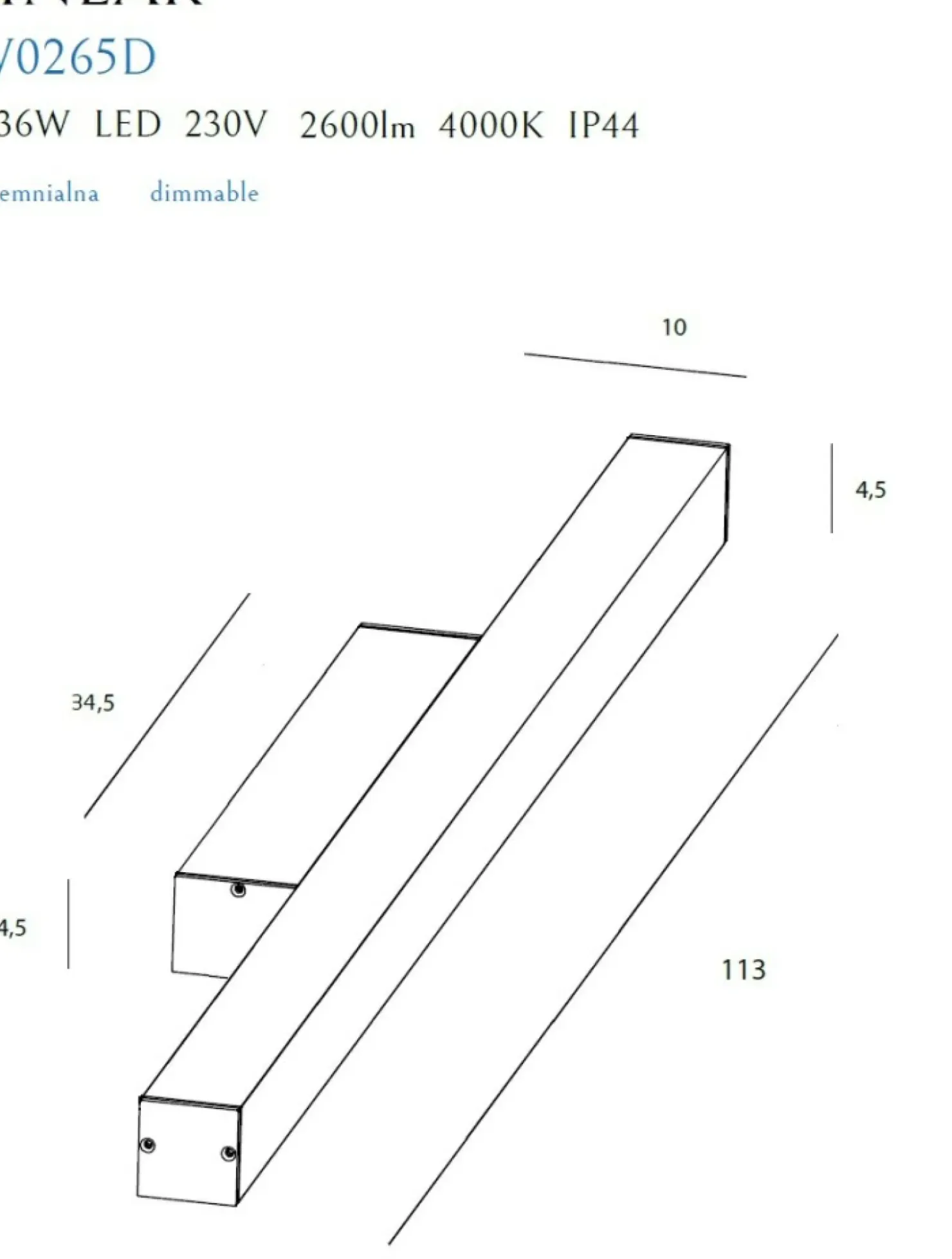 Szeroki kinkiet LED do łazienki 113cm MX W0265 LINEAR | Kaja*Sklep Kaja Outlet