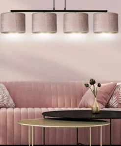 Outlet Sklep Kaja Szeroki żyrandol z różowymi abażurami 1053/4 HILDE | Kaja Oświetlenie