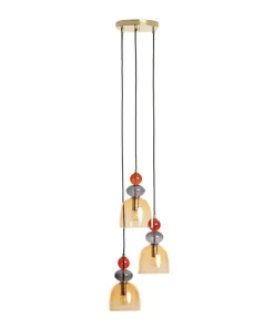 New Sklep Kaja Szklana lampa wisząca w stylu art. Deco ABR-3KOLOK-A KOLORENO | Kaja bursztynowy