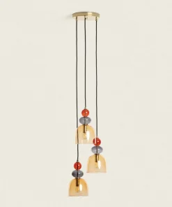 New Sklep Kaja Szklana lampa wisząca w stylu art. Deco ABR-3KOLOK-A KOLORENO | Kaja bursztynowy