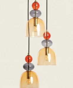 New Sklep Kaja Szklana lampa wisząca w stylu art. Deco ABR-3KOLOK-A KOLORENO | Kaja bursztynowy