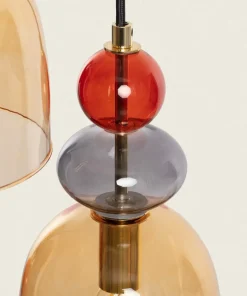 New Sklep Kaja Szklana lampa wisząca w stylu art. Deco ABR-3KOLOK-A KOLORENO | Kaja bursztynowy