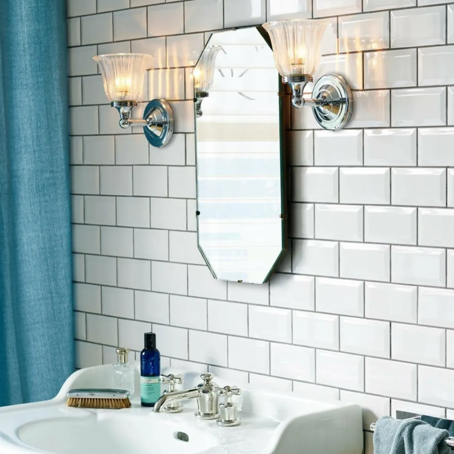 Szklany kinkiet, chromowana oprawa BATH-AUSTEN1-PC z serii AUSTEN*Sklep Kaja Cheap