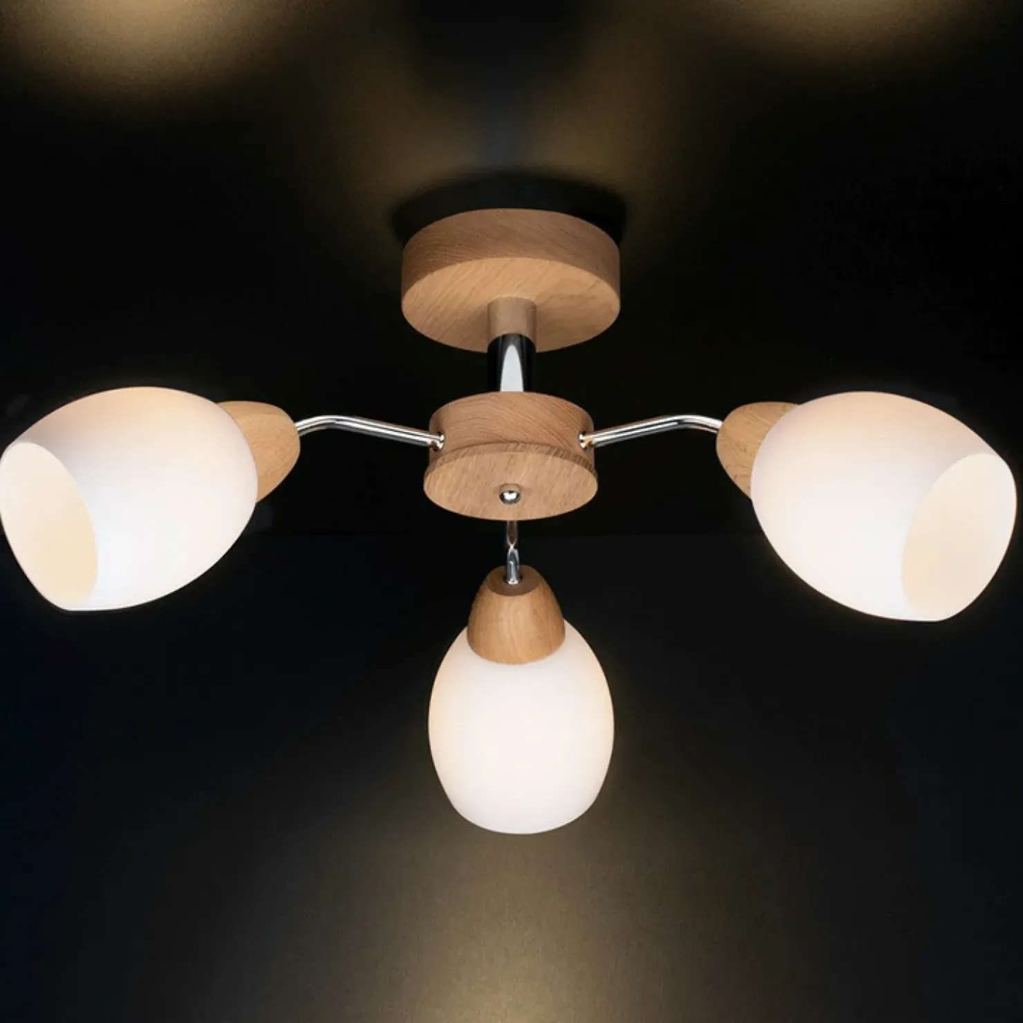 Trójramienna, drewniana lampa do sypialni 8320374 PARMA WOOD | Kaja*Sklep Kaja Store