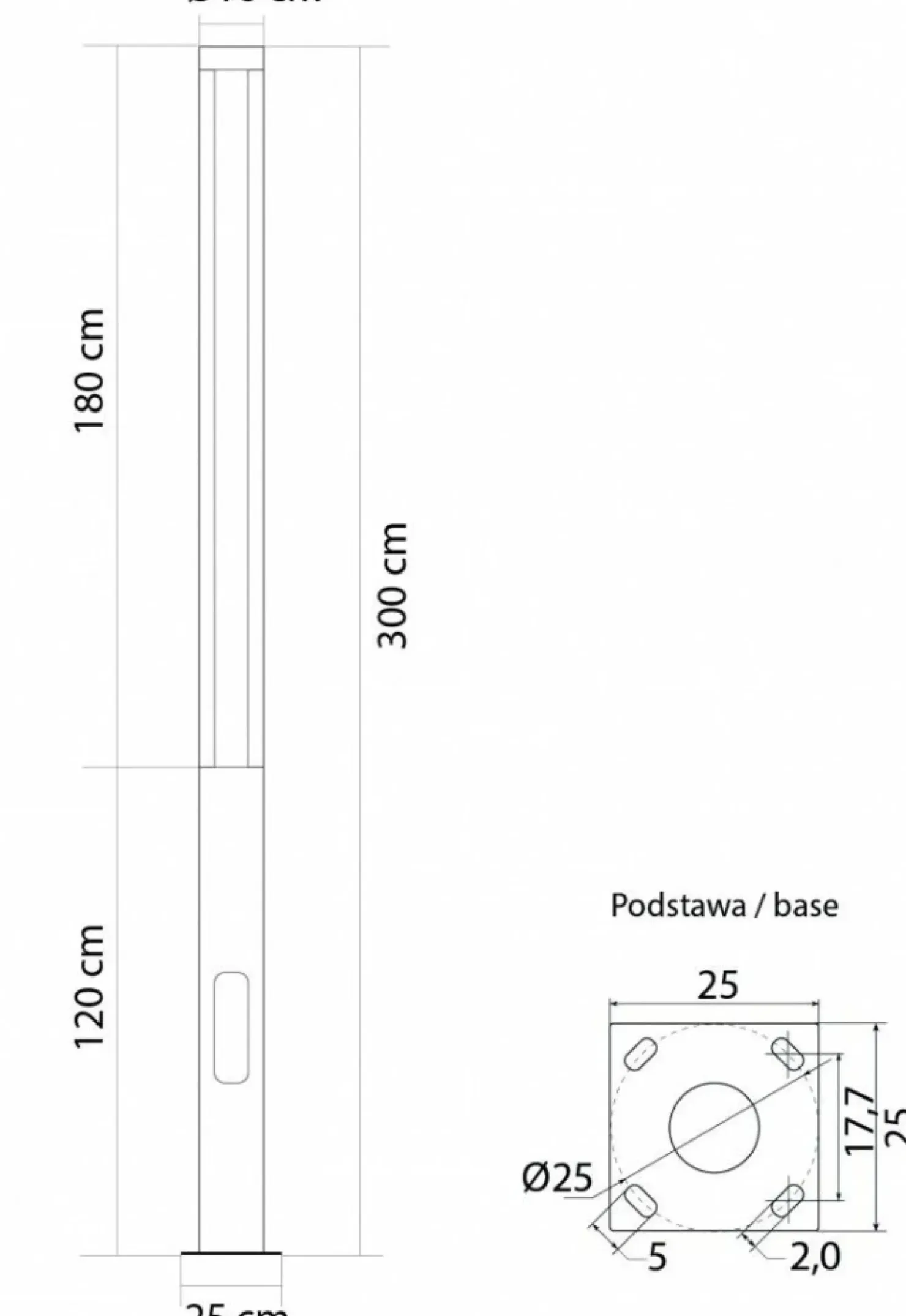 Trzymetrowa lampa ogrodowa, zintegrowany LED FMAX-3000 z serii FAN | Kaja Oświet*Sklep Kaja Online