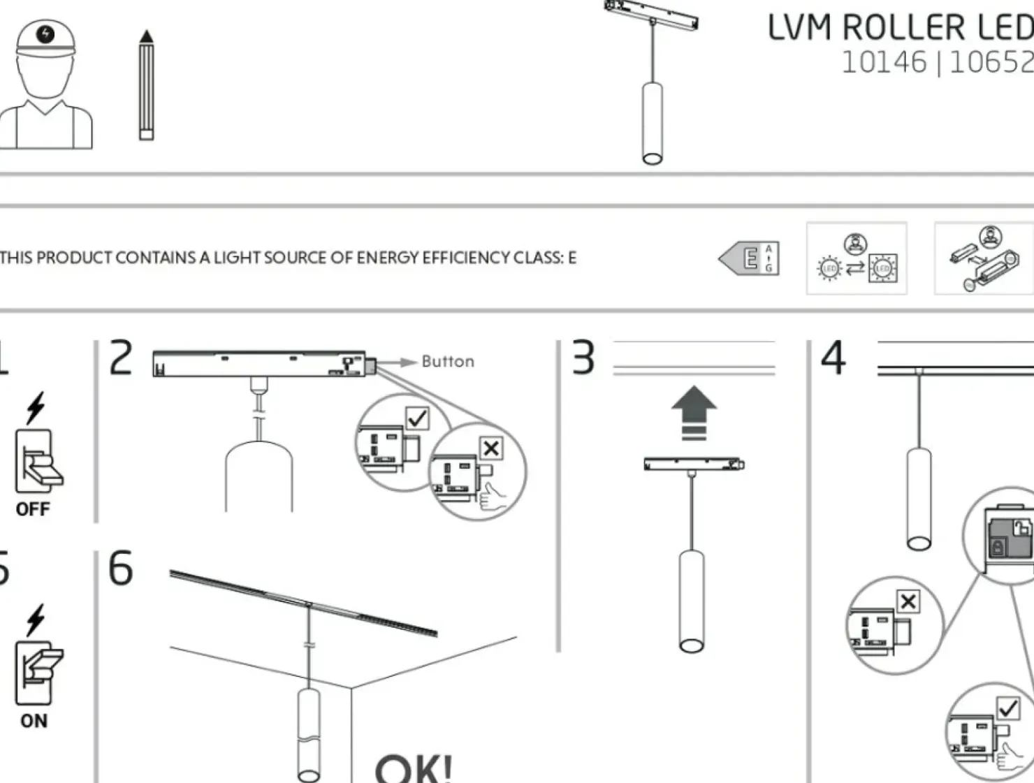 Tuba wisząca do szyny magnetycznej 1F 10652 LVM ROLLER LED | Kaja*Sklep Kaja Sale