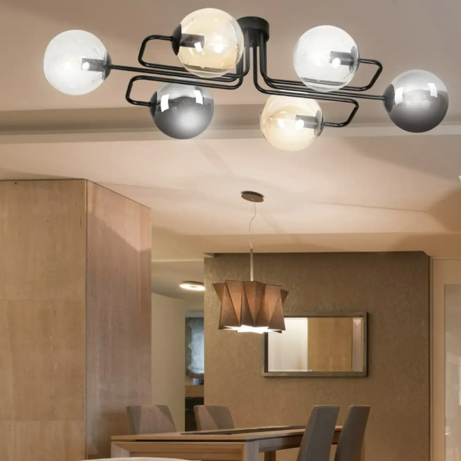 Outlet Sklep Kaja Unikalna lampa sufitowa z kolorowymi kloszami 834/6A1 | Kaja