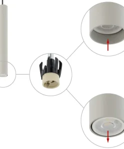 Store Sklep Kaja Uniwersalna, punktowa lampa wisząca, tuba 30cm 10902 FOURTY | Kaja szary