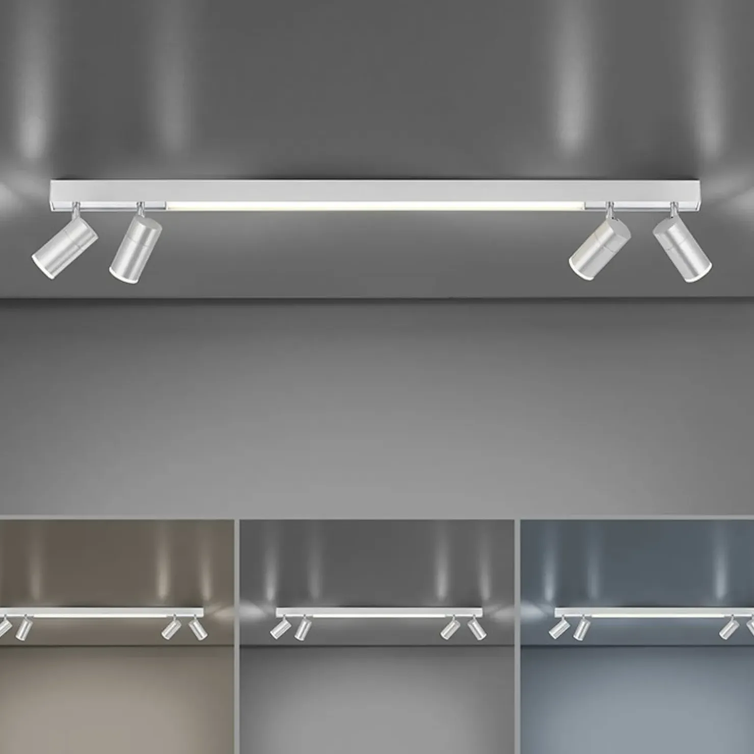 Clearance Sklep Kaja Świecąca listwa LED z reflektorami na pilot 6121-95 z serii PURE-LINES szary