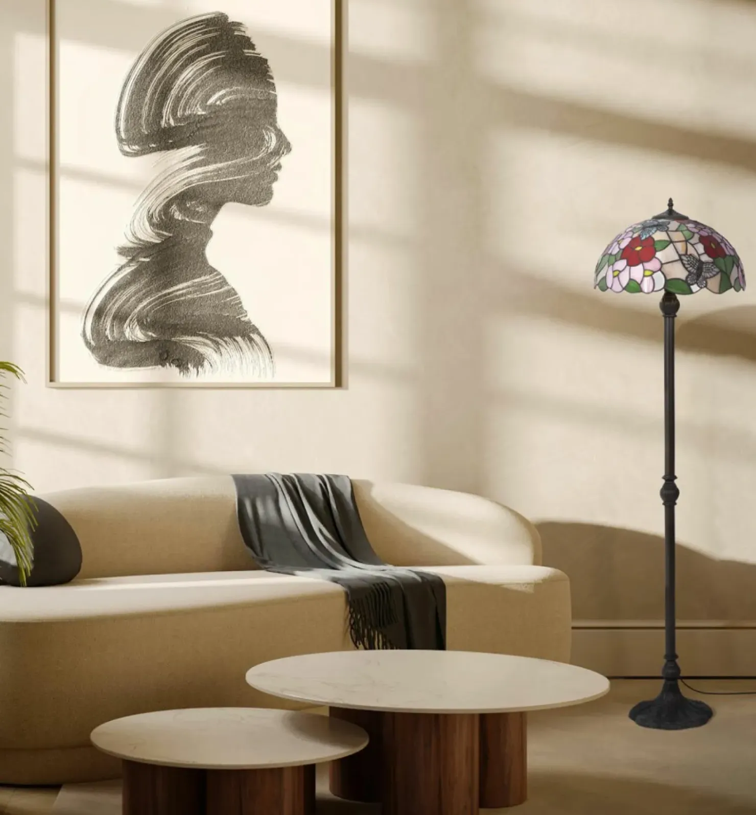 Wielobarwna lampa podłogowa, witraż K-F161386 z serii BUTTERFLY*Sklep Kaja Fashion