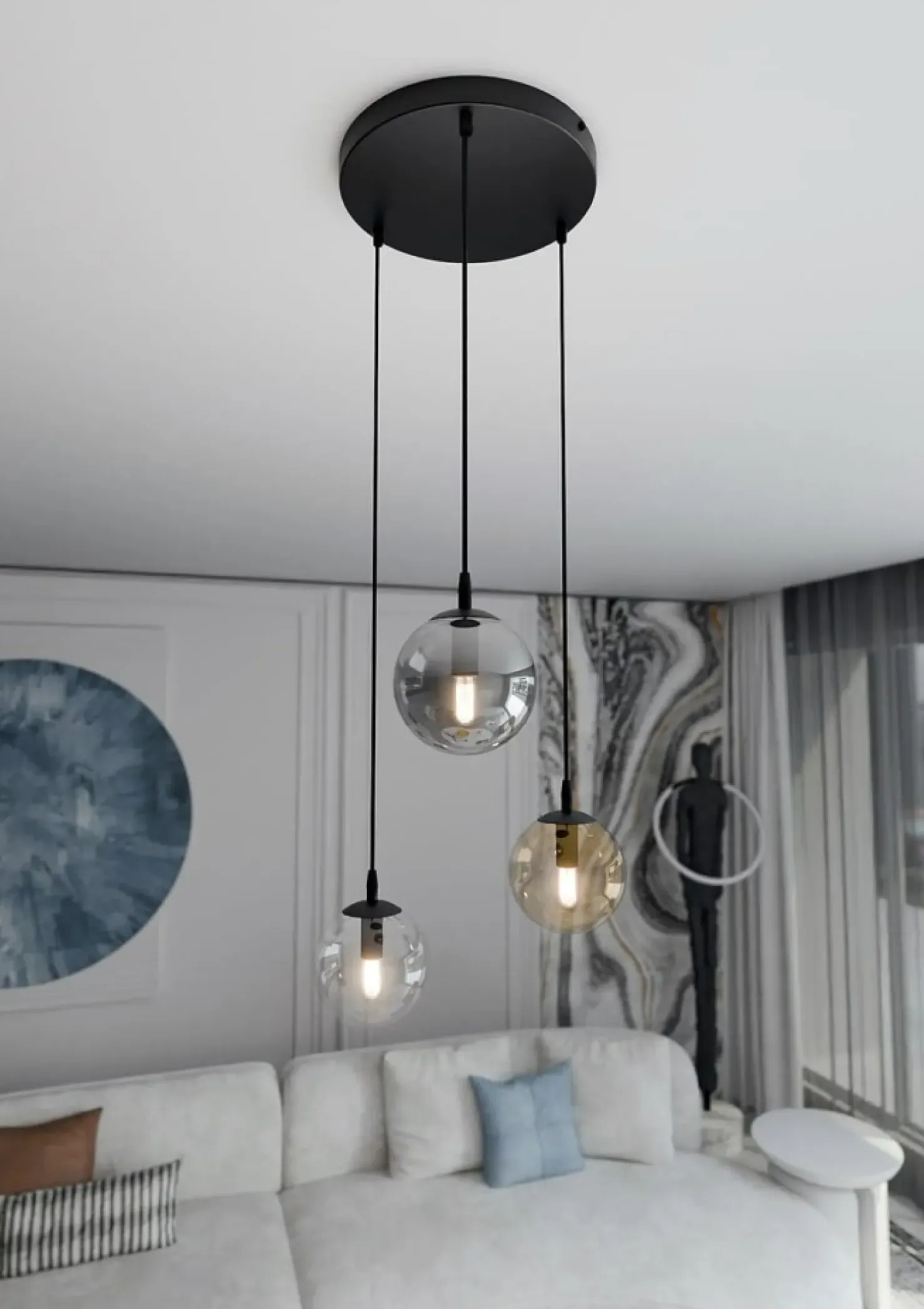 Discount Sklep Kaja Wielokolorowa lampa wisząca z kulami 714/3PREM | Kaja Oświetlenie