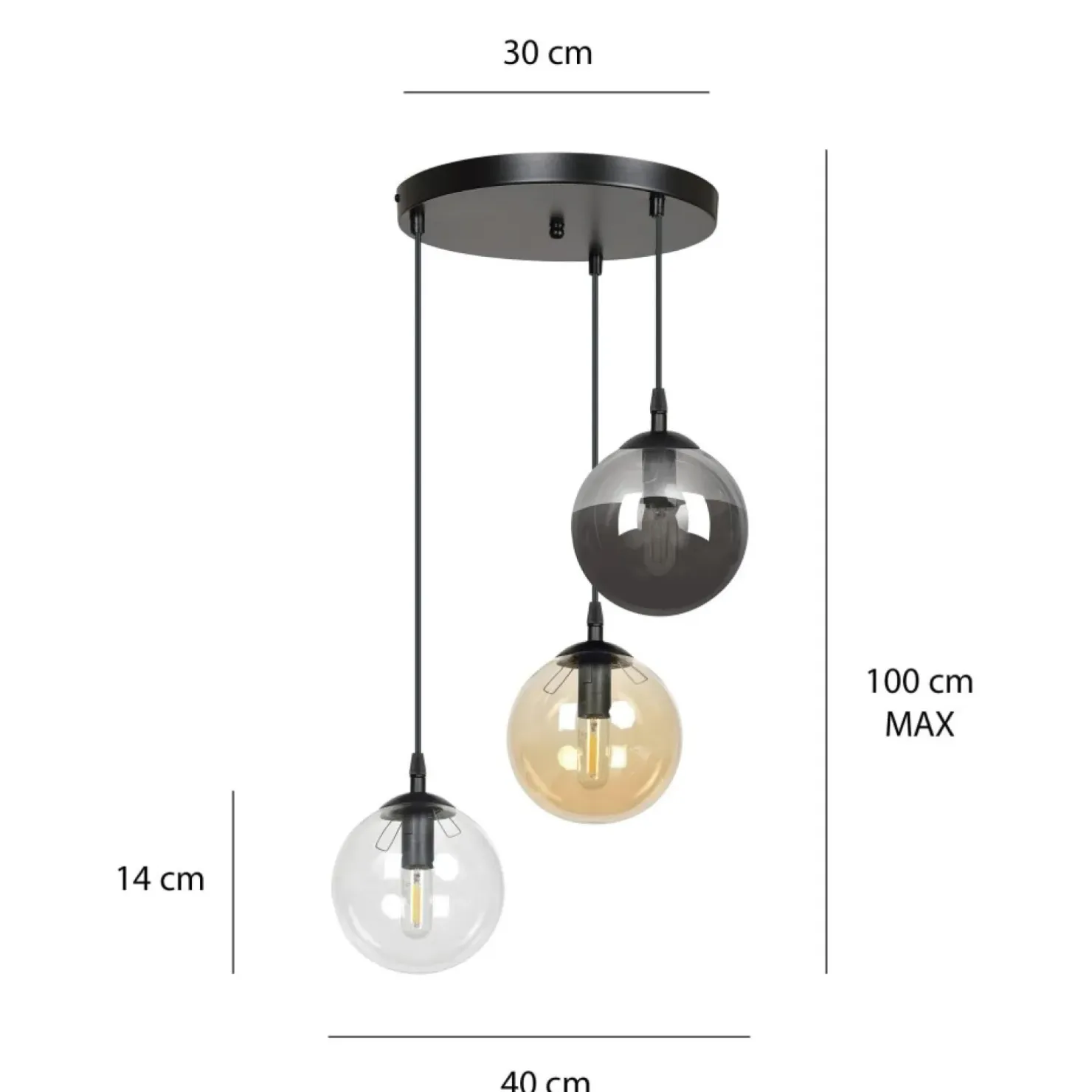 Discount Sklep Kaja Wielokolorowa lampa wisząca z kulami 714/3PREM | Kaja Oświetlenie